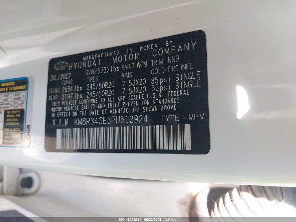 KM8R34GE3PU512924 2023 HYUNDAI PALISADE photo no. 9