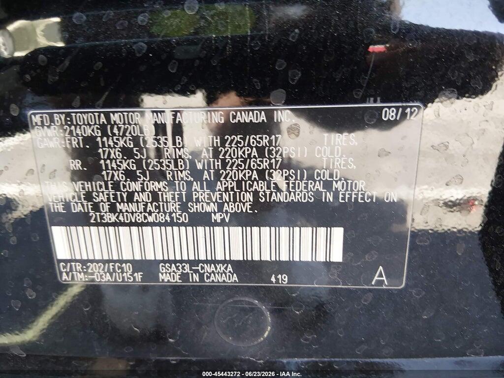 2T3BK4DV8CW084150 2012 TOYOTA RAV4 photo no. 9