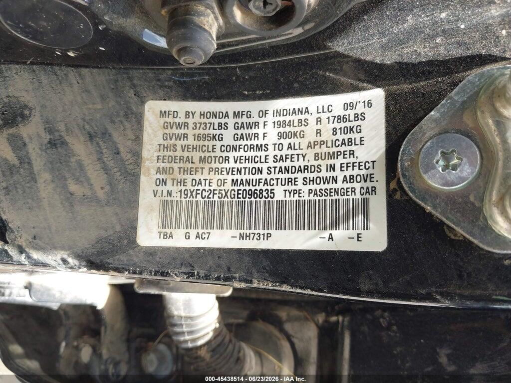 19XFC2F5XGE096835 2016 HONDA CIVIC photo no. 9