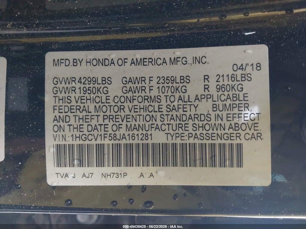 1HGCV1F58JA161281 2018 HONDA ACCORD photo no. 9