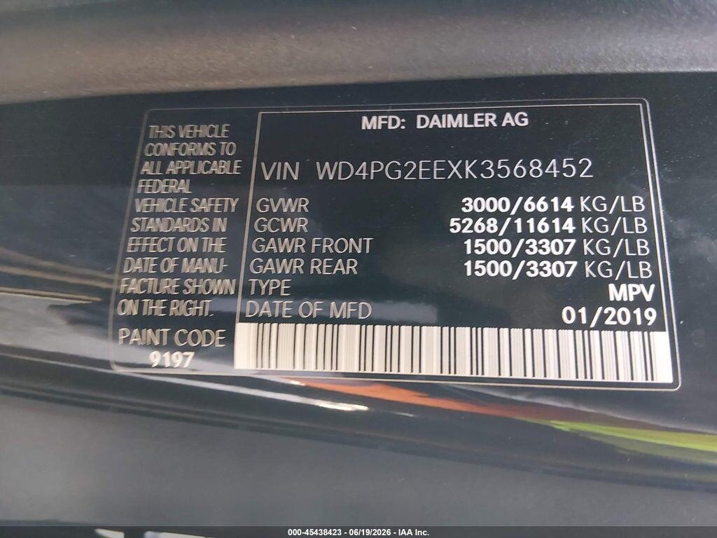 WD4PG2EEXK3568452 2019 MERCEDES-BENZ METRIS photo no. 9