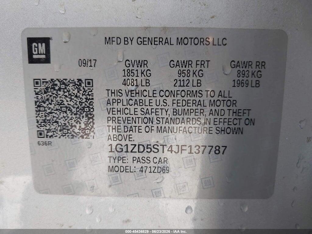 1G1ZD5ST4JF137787 2018 CHEVROLET MALIBU photo no. 9