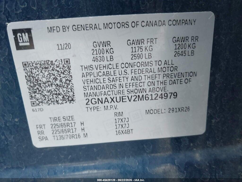 2GNAXUEV2M6124979 2021 CHEVROLET EQUINOX photo no. 9