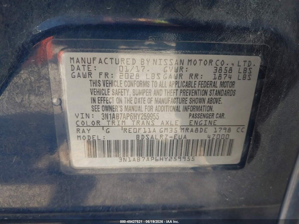 3N1AB7AP6HY259955 2017 NISSAN SENTRA photo no. 9