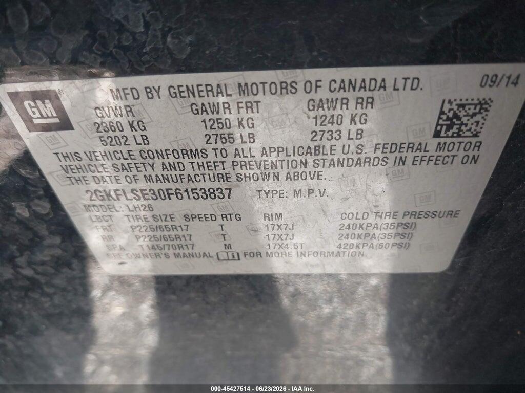 2GKFLSE30F6153837 2015 GMC TERRAIN photo no. 9