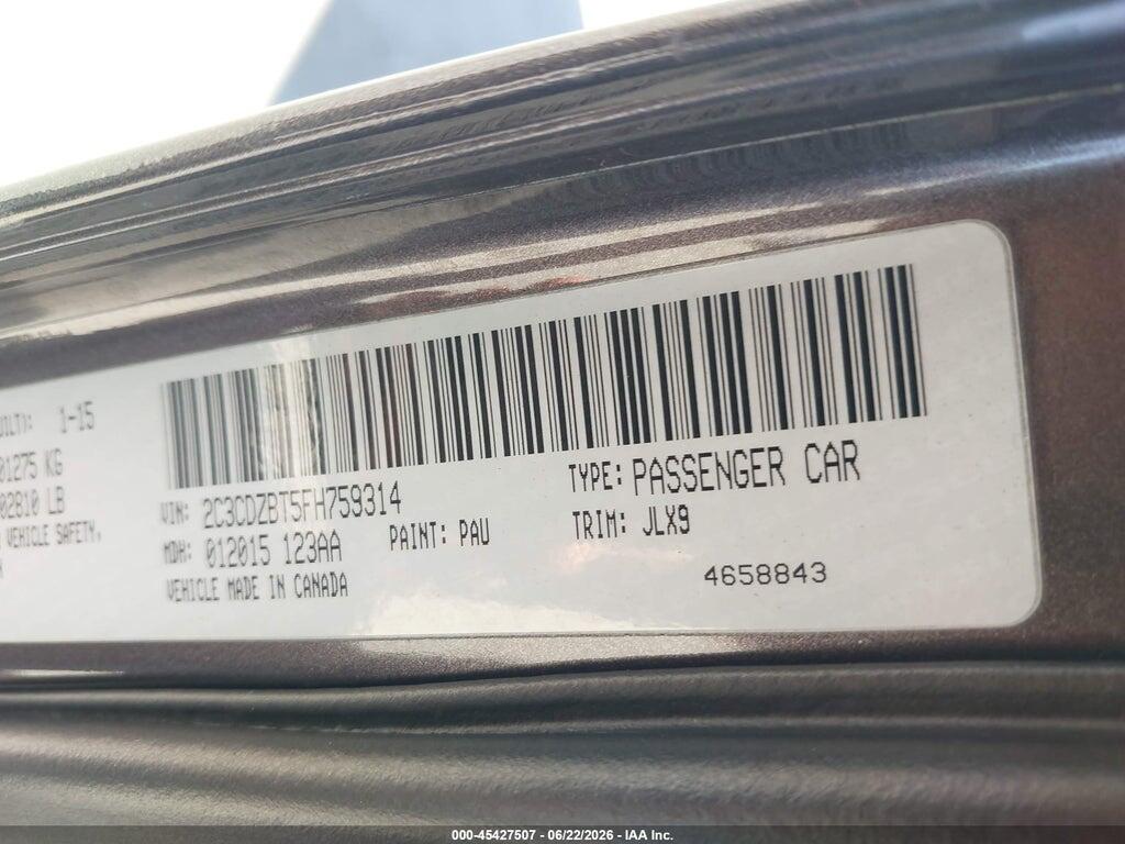 2C3CDZBT5FH759314 2015 DODGE CHALLENGER photo no. 9