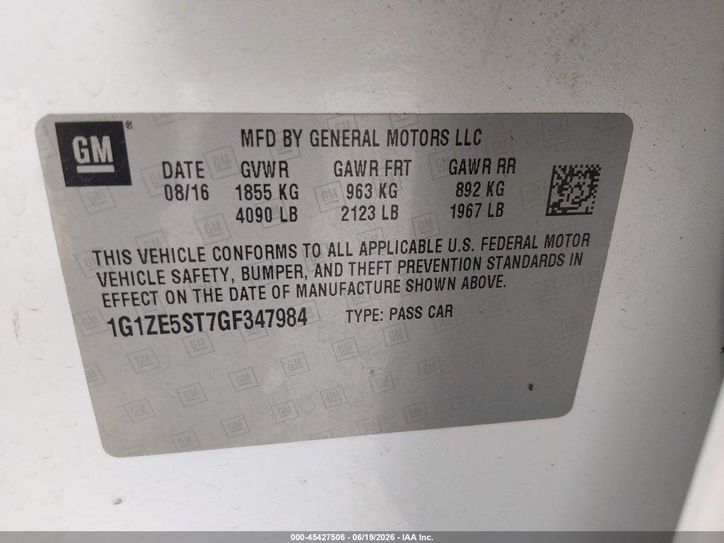 1G1ZE5ST7GF347984 2016 CHEVROLET MALIBU photo no. 9