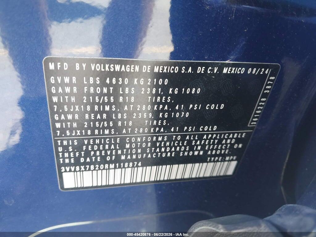 3VV8X7B20RM118874 2024 VOLKSWAGEN TAOS photo no. 9