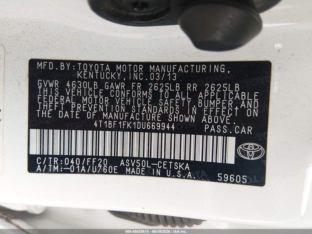 4T1BF1FK1DU669944 2013 TOYOTA CAMRY photo no. 9