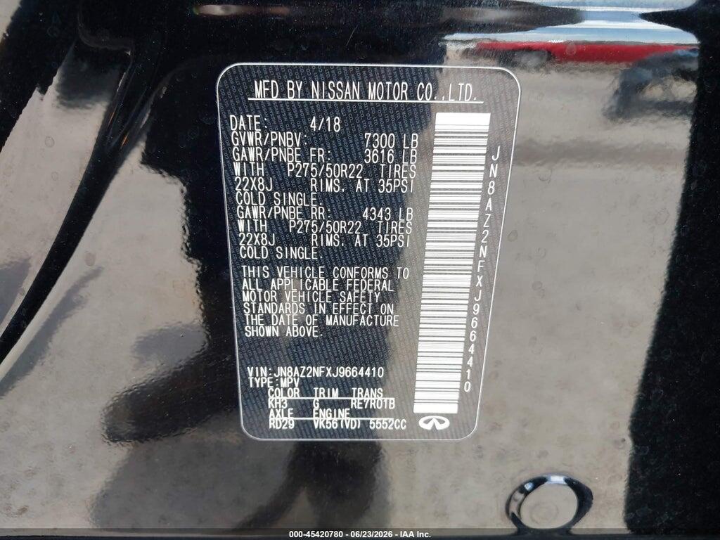 JN8AZ2NFXJ9664410 2018 INFINITI QX80 photo no. 9