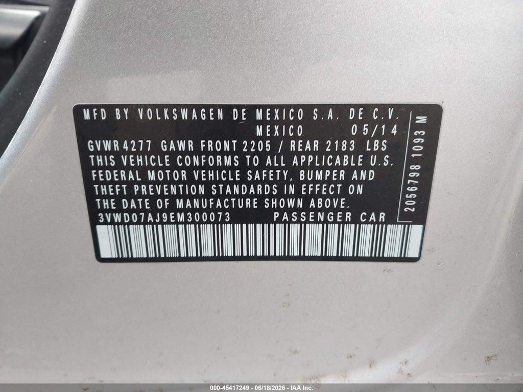 3VWD07AJ9EM300073 2014 VOLKSWAGEN JETTA photo no. 9