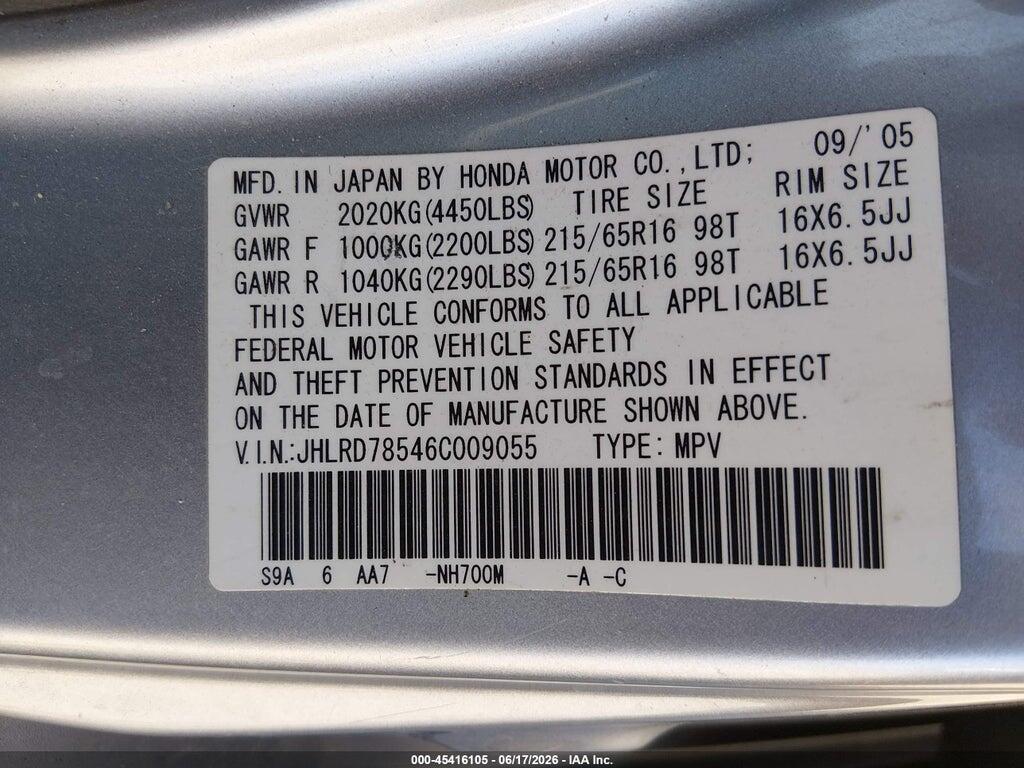 JHLRD78546C009055 2006 HONDA CR-V photo no. 9