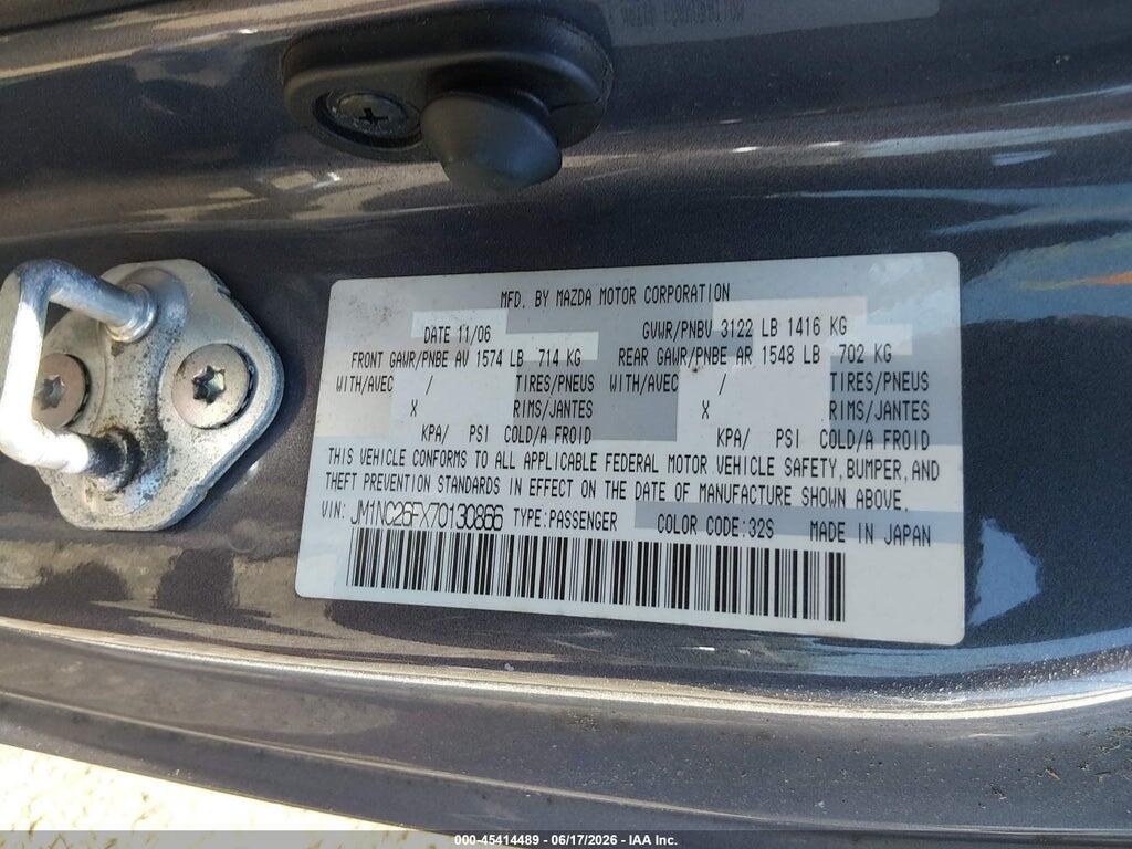 JM1NC26FX70130866 2007 MAZDA MX-5 photo no. 9