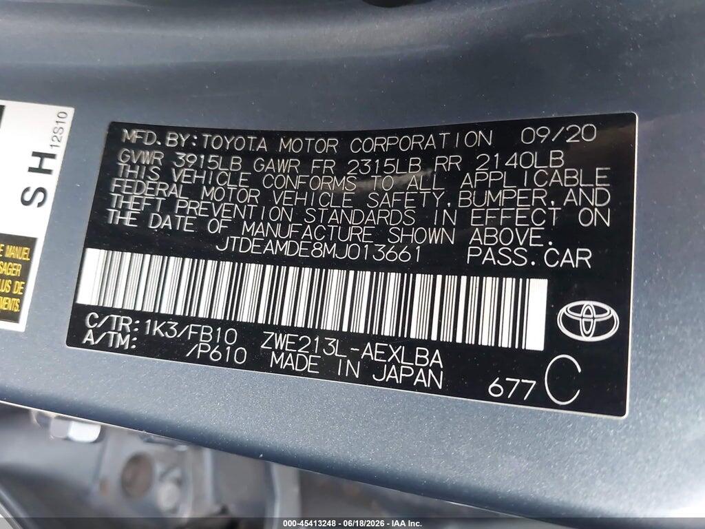 JTDEAMDE8MJ013661 2021 TOYOTA COROLLA photo no. 9