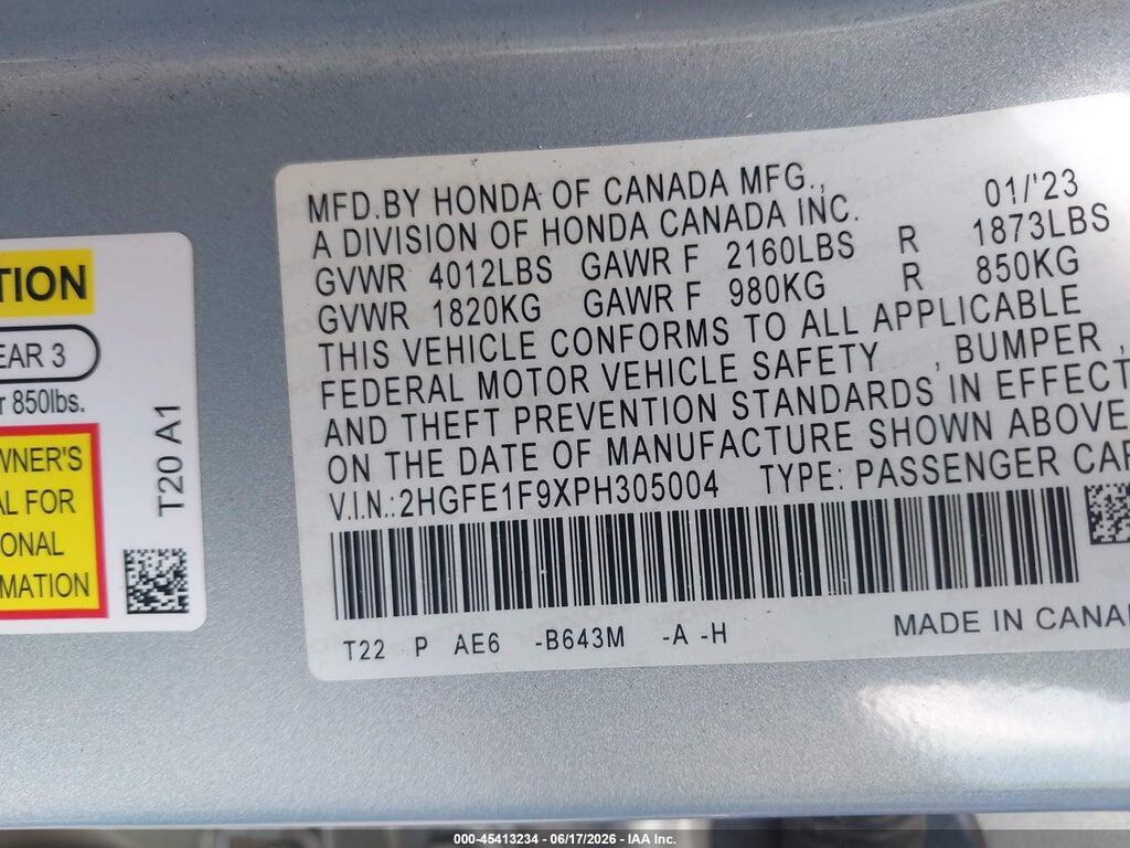 2HGFE1F9XPH305004 2023 HONDA CIVIC photo no. 9
