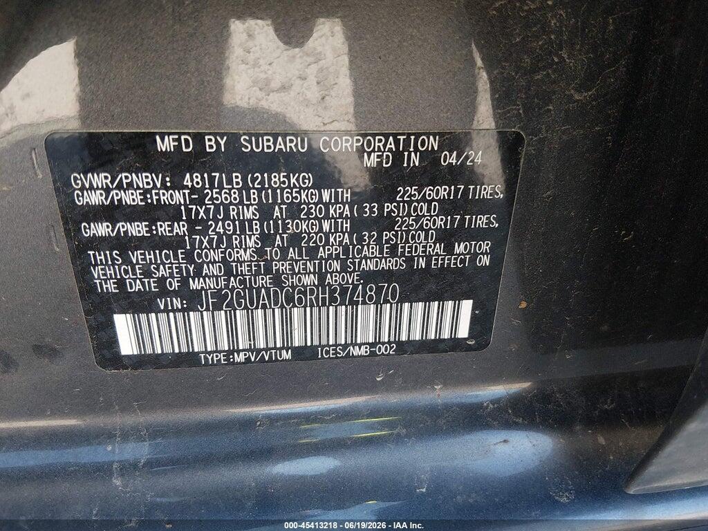 JF2GUADC6RH374870 2024 SUBARU CROSSTREK photo no. 9