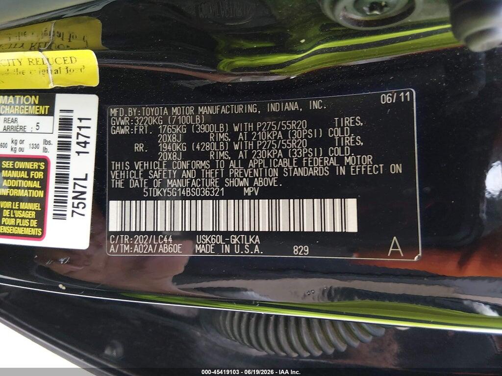 5TDKY5G14BS036321 2011 TOYOTA SEQUOIA photo no. 9