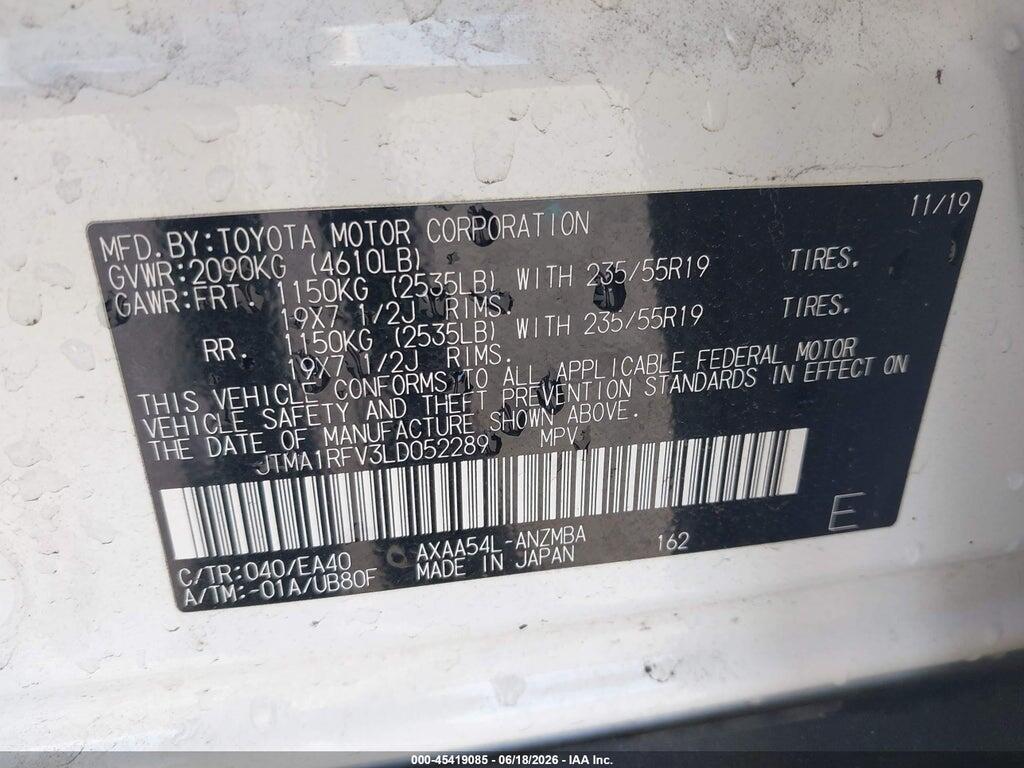JTMA1RFV3LD052289 2020 TOYOTA RAV4 photo no. 9