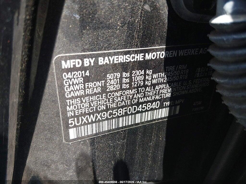 5UXWX9C58F0D45840 2015 BMW X3 photo no. 9