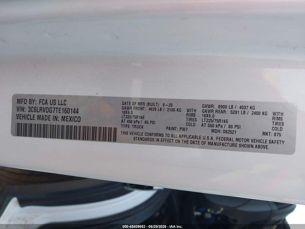 3C6LRVDG7TE160144 2026 RAM PROMASTER 2500 photo no. 9
