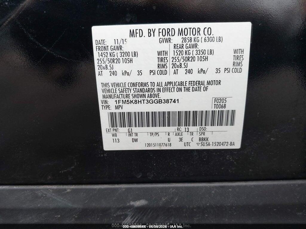 1FM5K8HT3GGB38741 2016 FORD EXPLORER photo no. 9