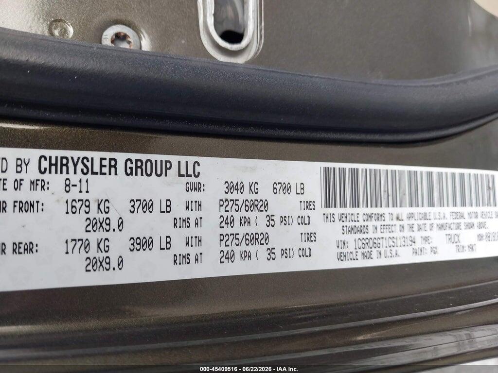 1C6RD6GT1CS113194 2012 RAM 1500 photo no. 9