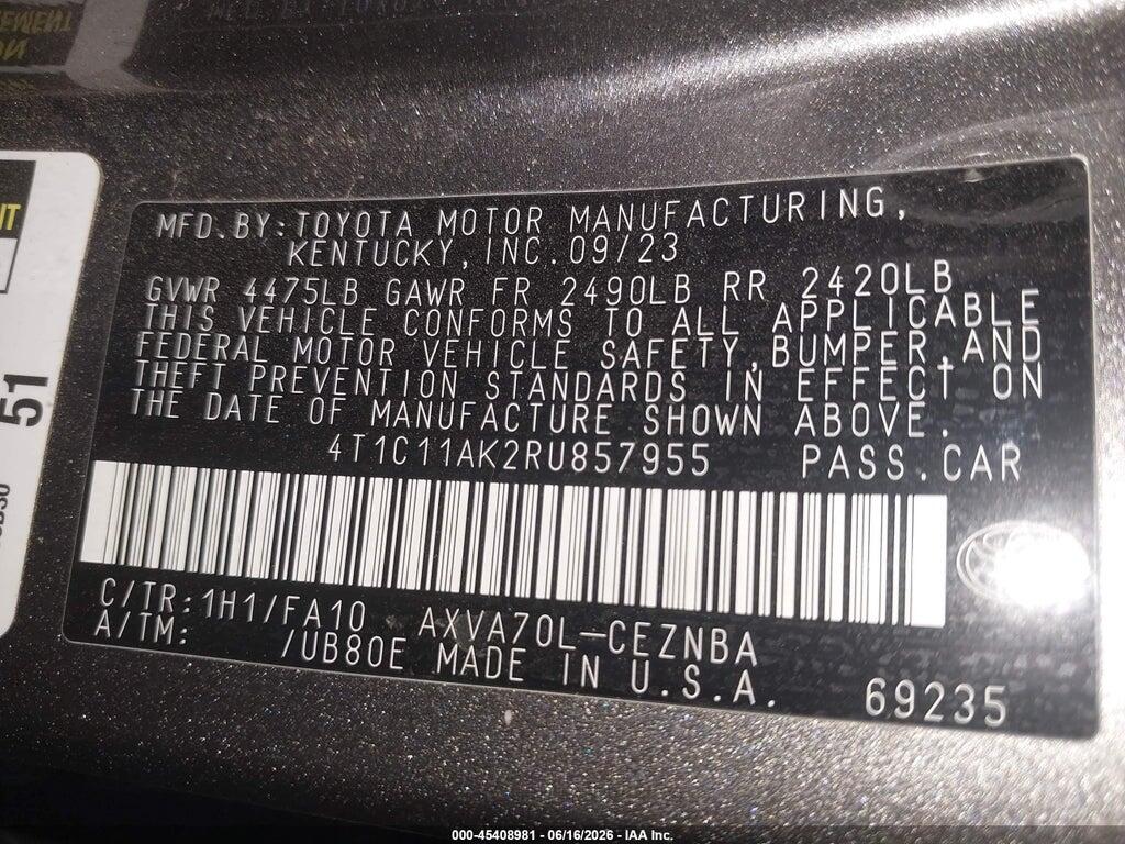 4T1C11AK2RU857955 2024 TOYOTA CAMRY photo no. 9