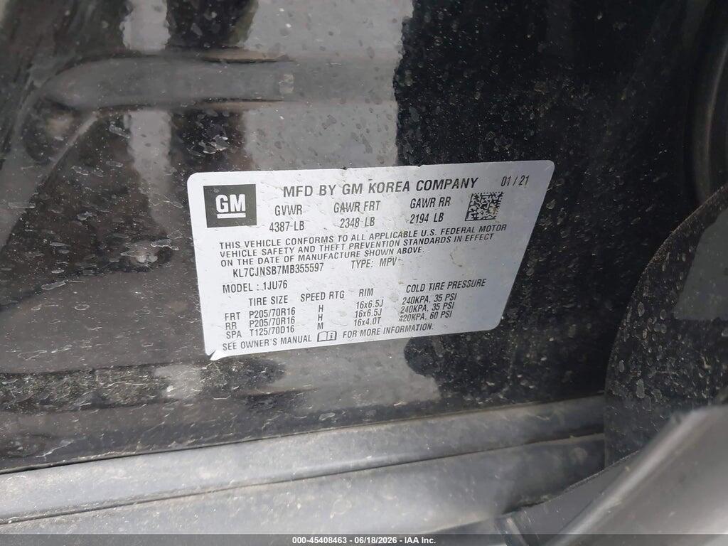 KL7CJNSB7MB355597 2021 CHEVROLET TRAX photo no. 9