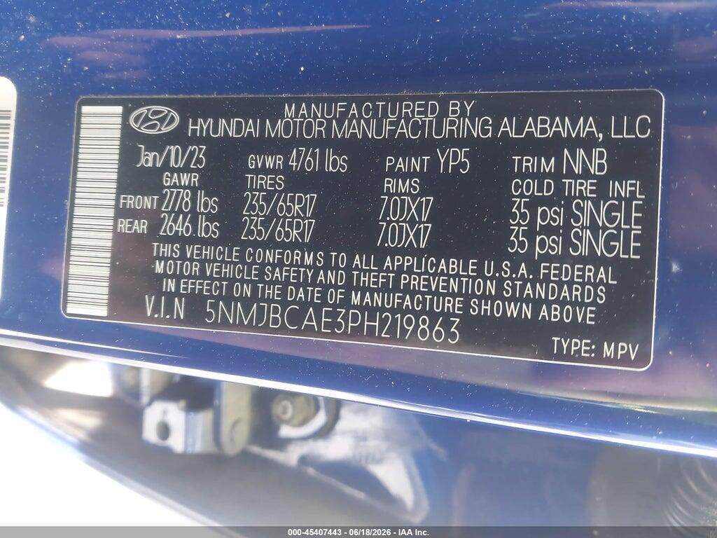 5NMJBCAE3PH219863 2023 HYUNDAI TUCSON photo no. 9
