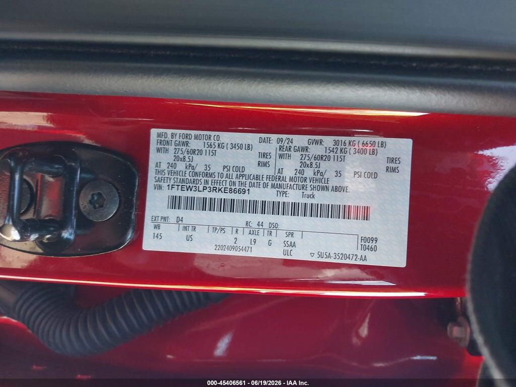 1FTEW3LP3RKE86691 2024 FORD F-150 photo no. 9