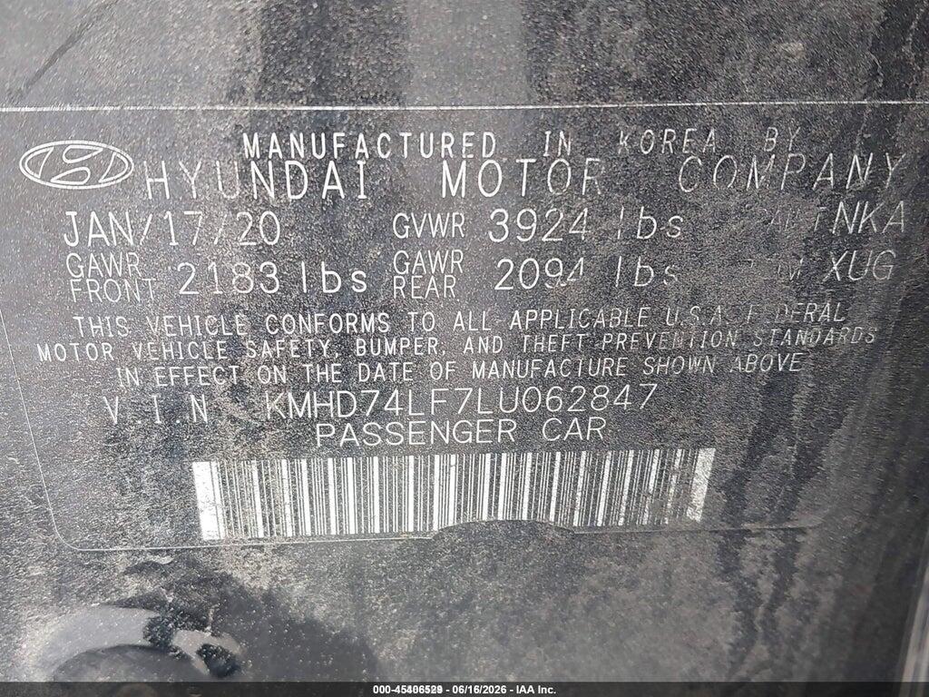 KMHD74LF7LU062847 2020 HYUNDAI ELANTRA photo no. 9