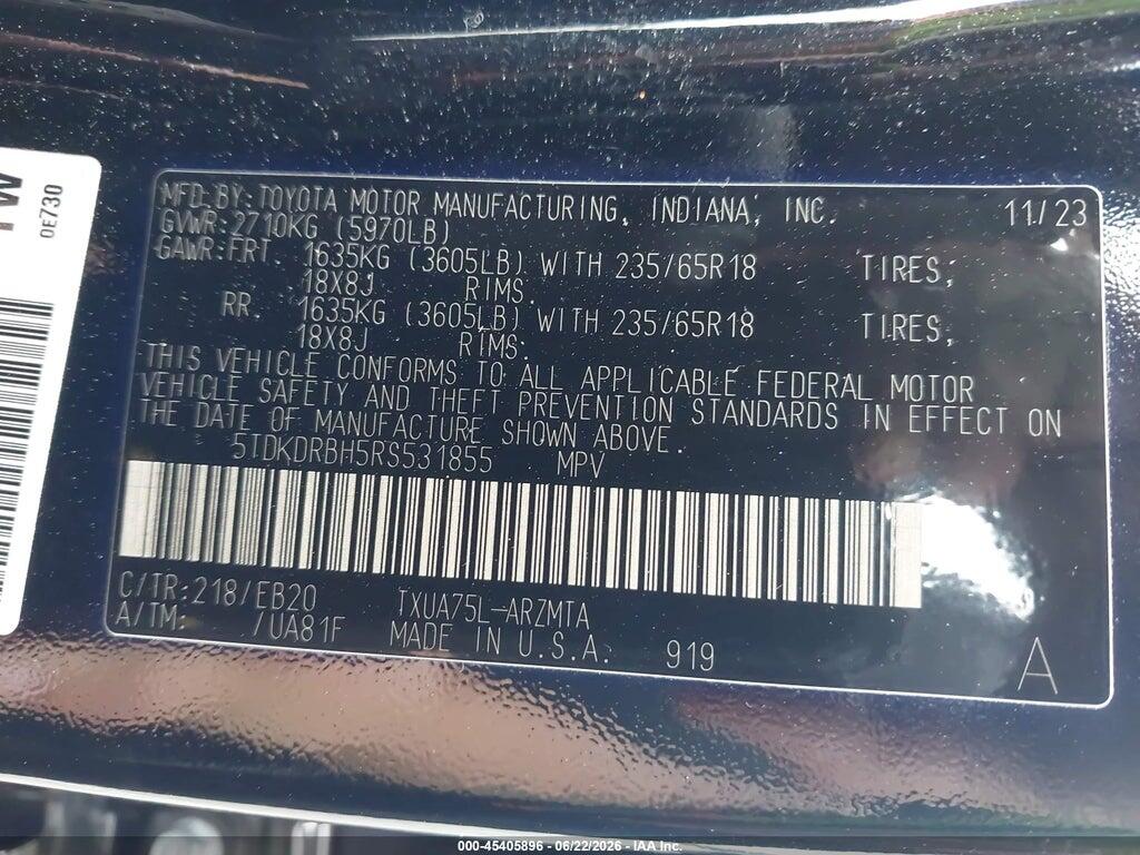5TDKDRBH5RS531855 2024 TOYOTA HIGHLANDER photo no. 9