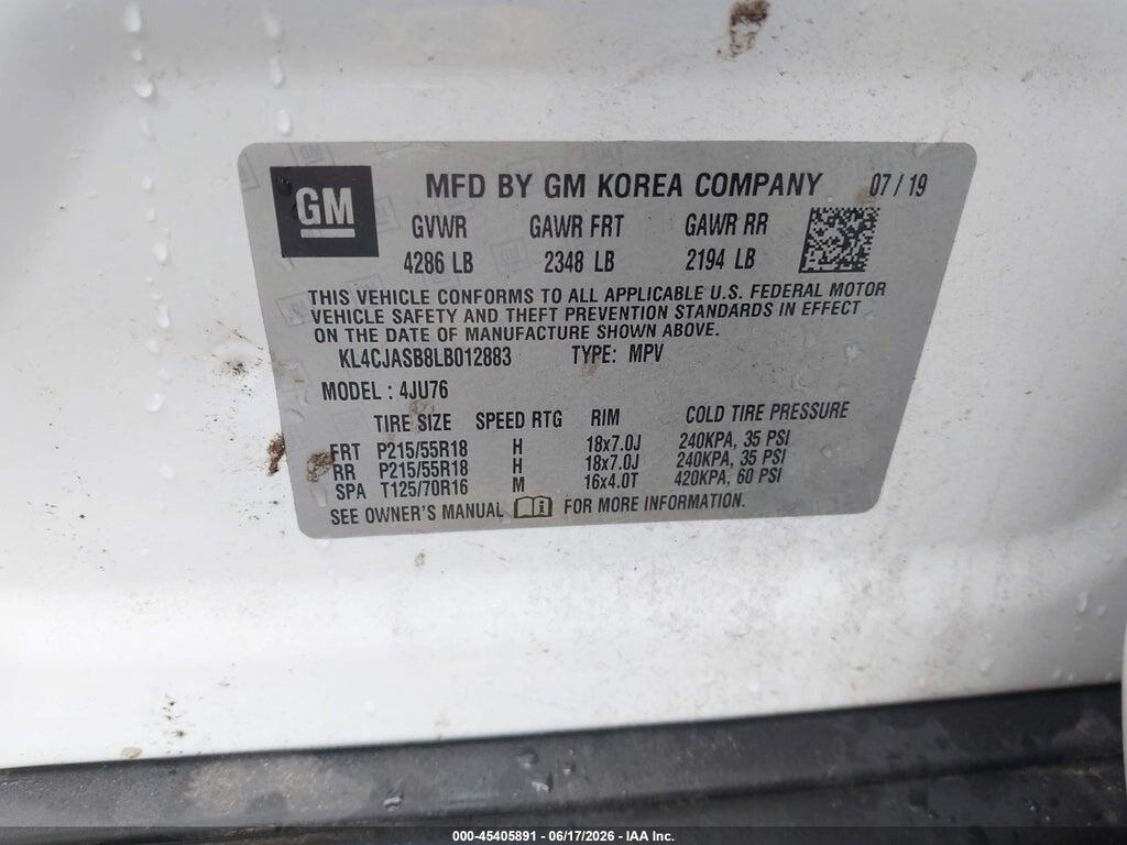 KL4CJASB8LB012883 2020 BUICK ENCORE photo no. 9