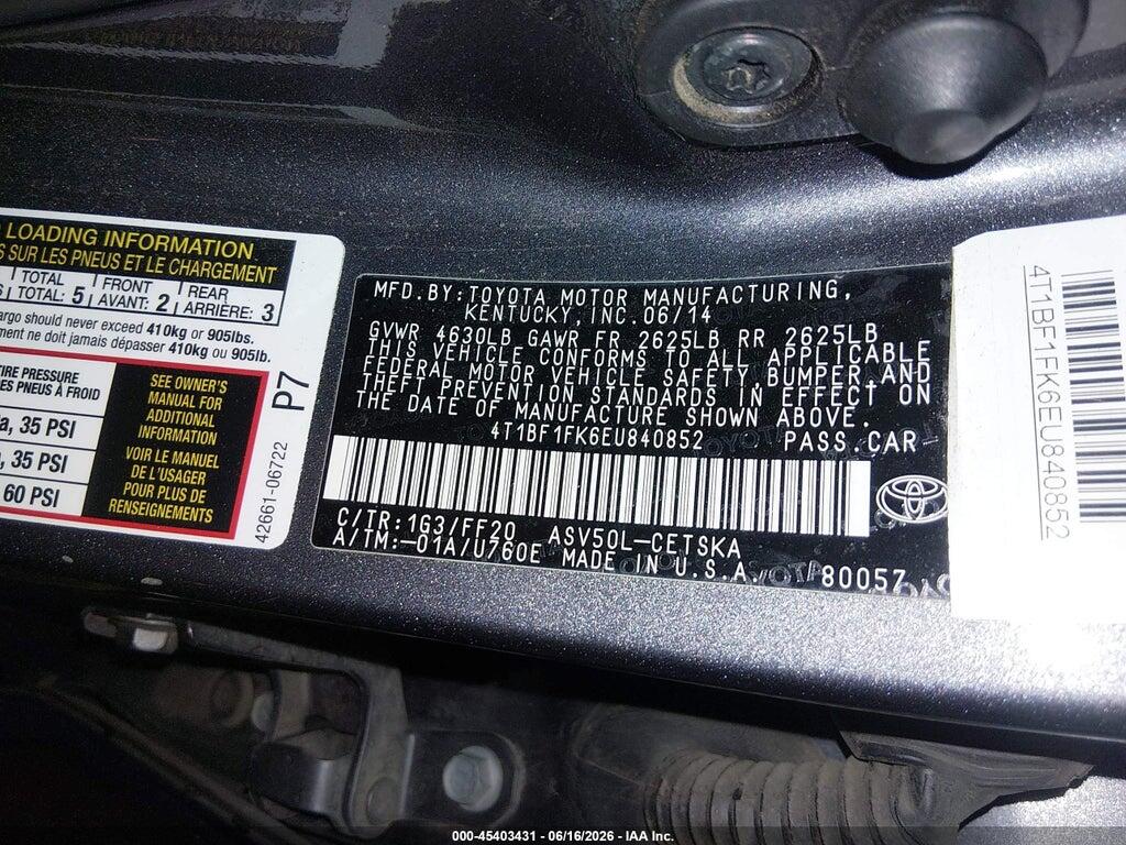 4T1BF1FK6EU840852 2014 TOYOTA CAMRY photo no. 9