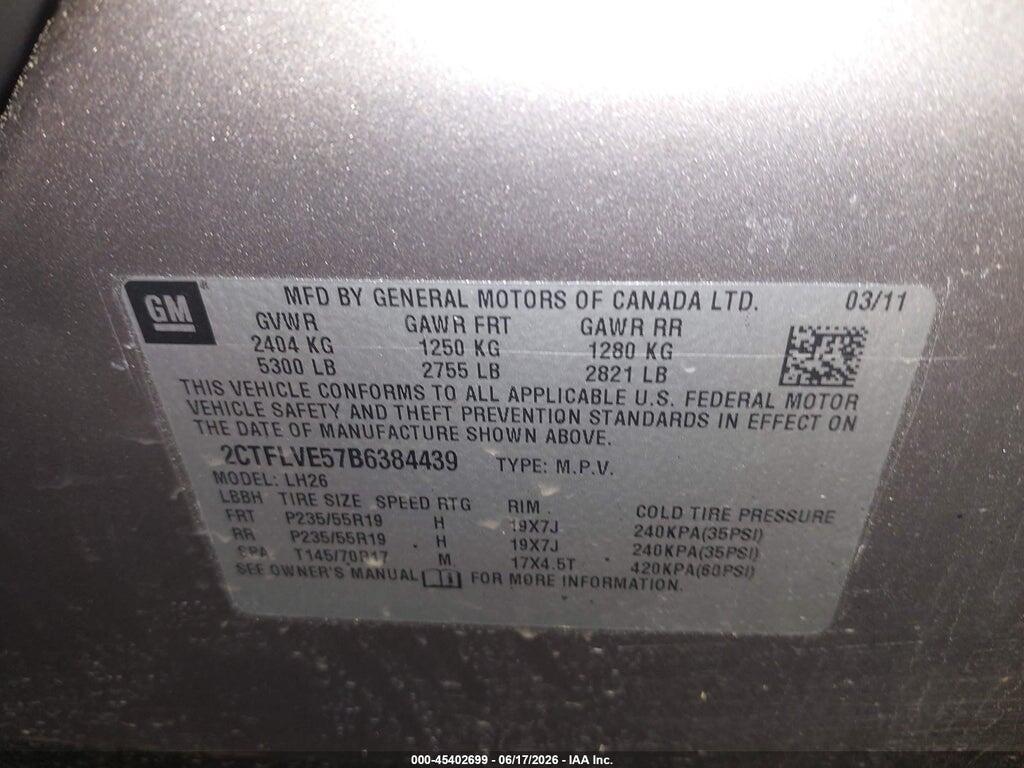 2CTFLVE57B6384439 2011 GMC TERRAIN photo no. 9