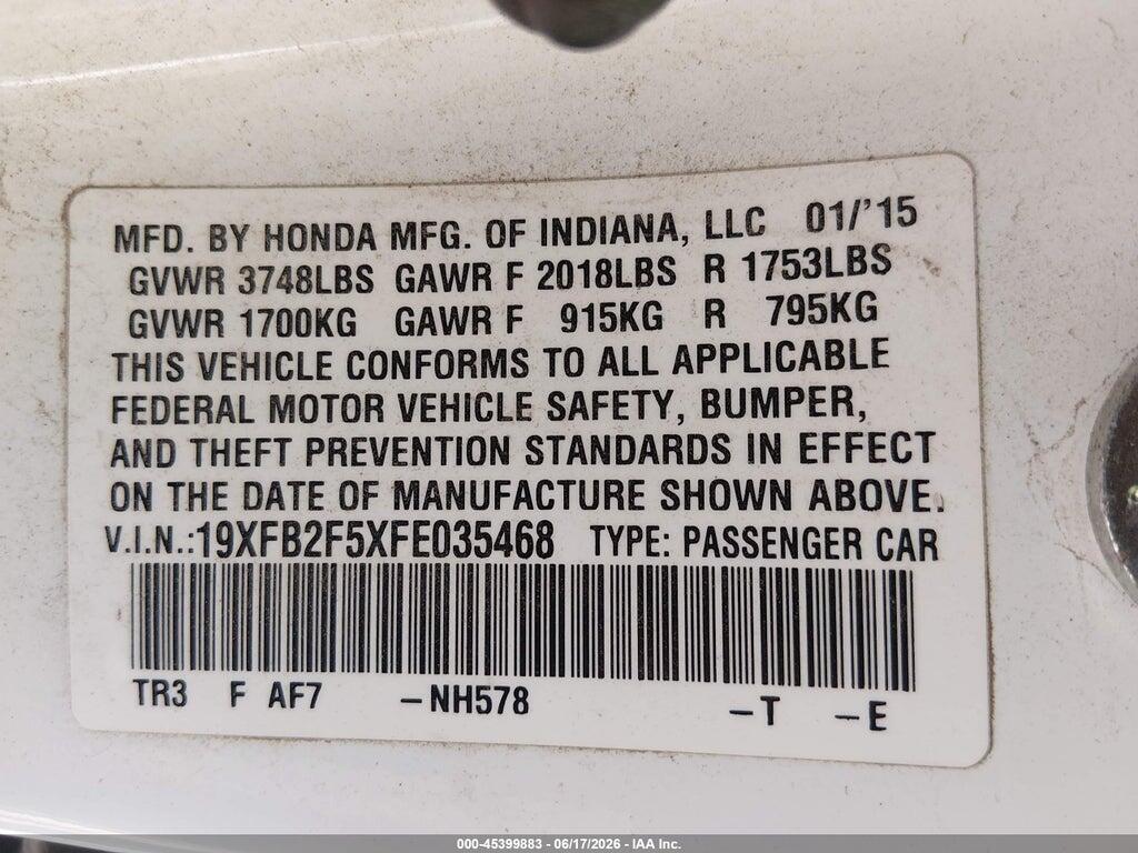 19XFB2F5XFE035468 2015 HONDA CIVIC photo no. 9