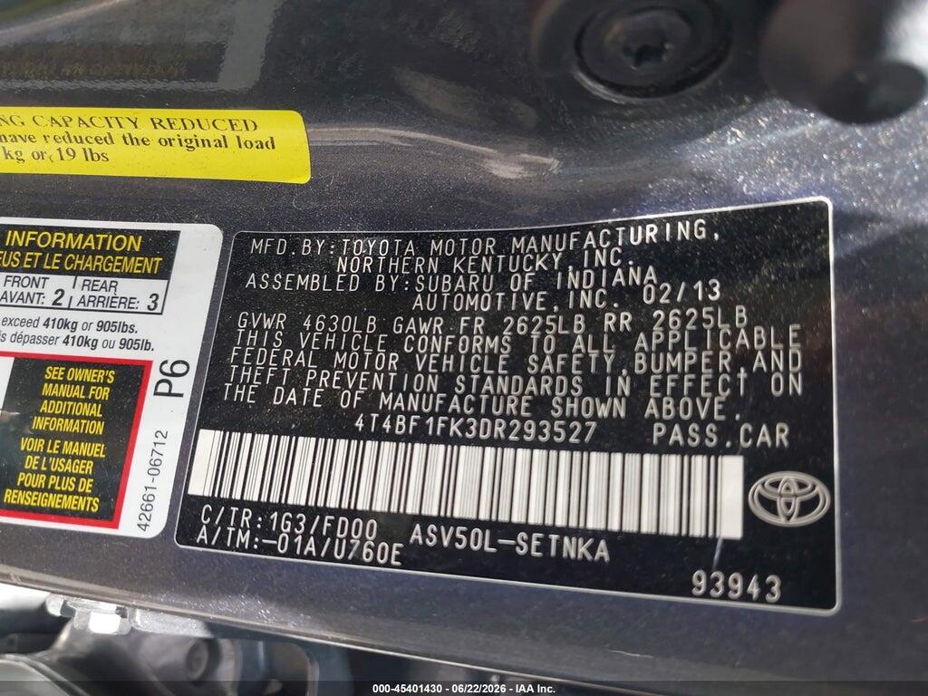 4T4BF1FK3DR293527 2013 TOYOTA CAMRY photo no. 9