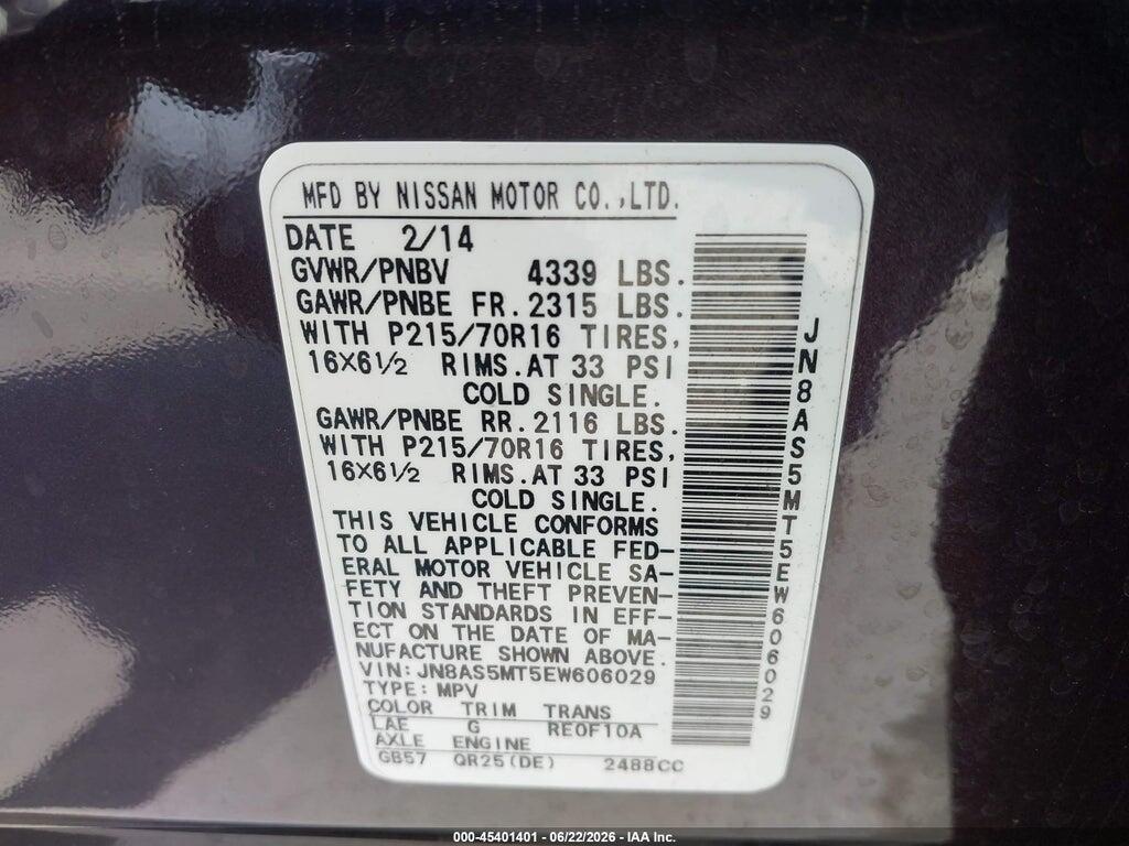 JN8AS5MT5EW606029 2014 NISSAN ROGUE SELECT photo no. 9