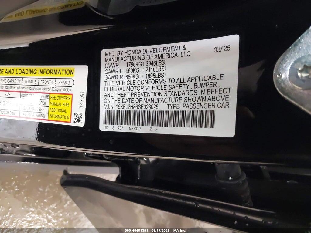 19XFL2H86SE023025 2025 HONDA CIVIC SEDAN photo no. 9