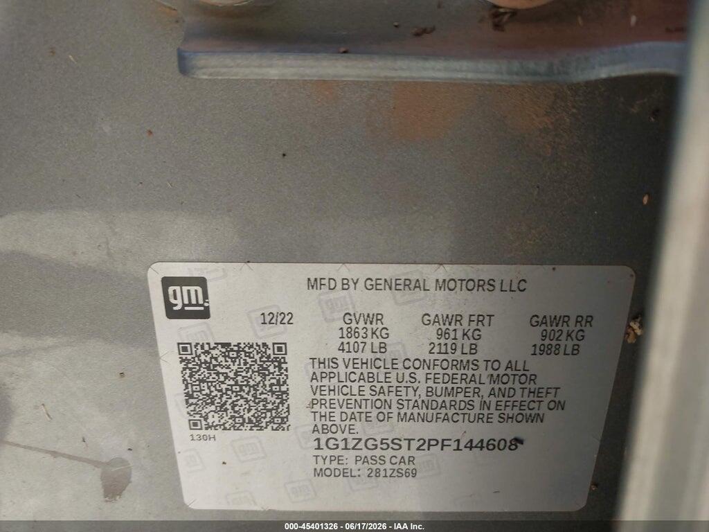 1G1ZG5ST2PF144608 2023 CHEVROLET MALIBU photo no. 9