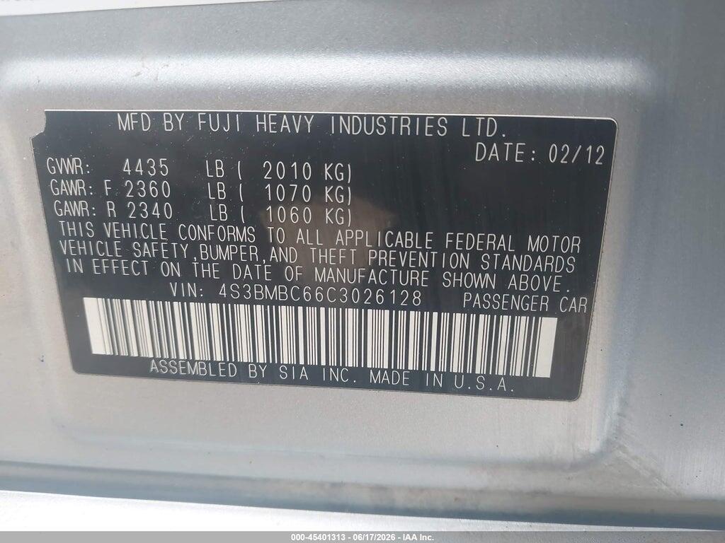 4S3BMBC66C3026128 2012 SUBARU LEGACY photo no. 9