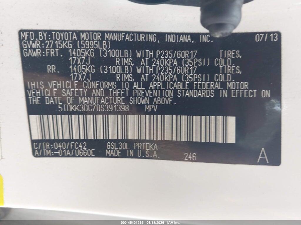 5TDKK3DC7DS391398 2013 TOYOTA SIENNA photo no. 9