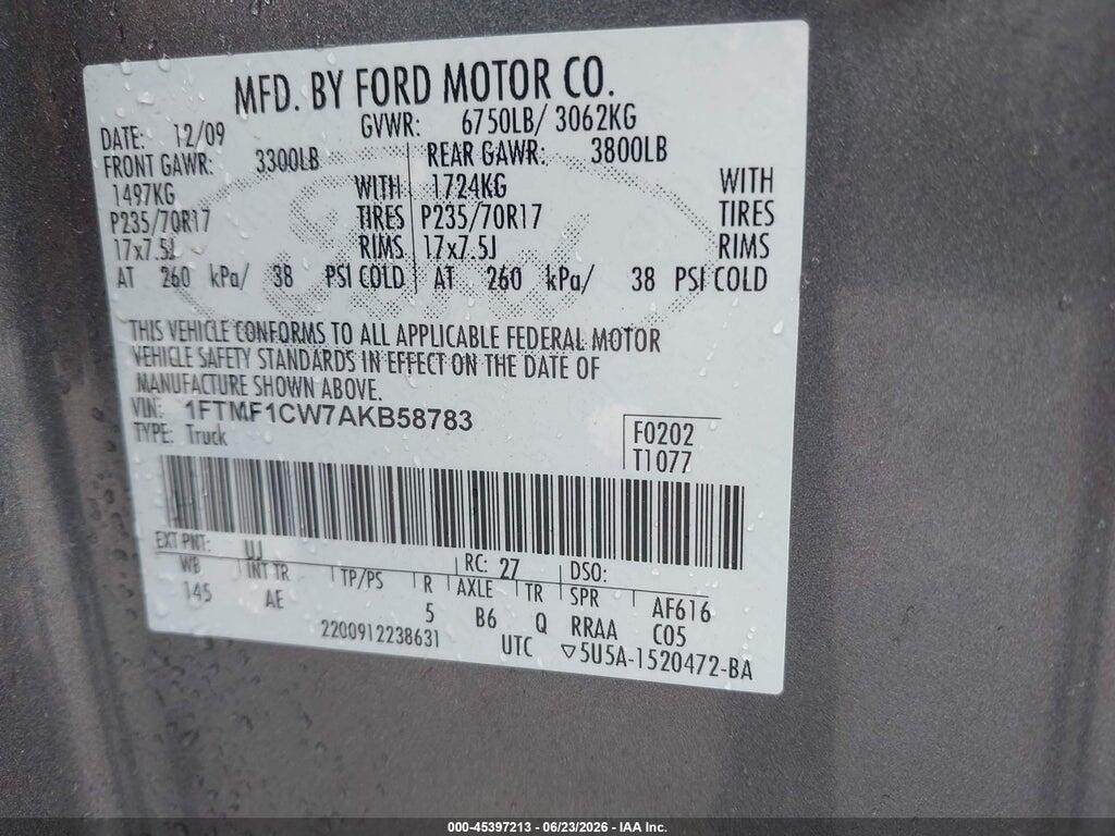 1FTMF1CW7AKB58783 2010 FORD F-150 photo no. 9