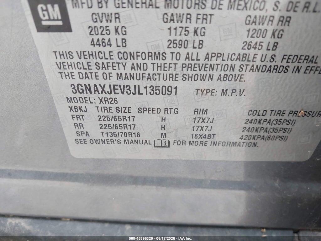 3GNAXJEV3JL135091 2018 CHEVROLET EQUINOX photo no. 9