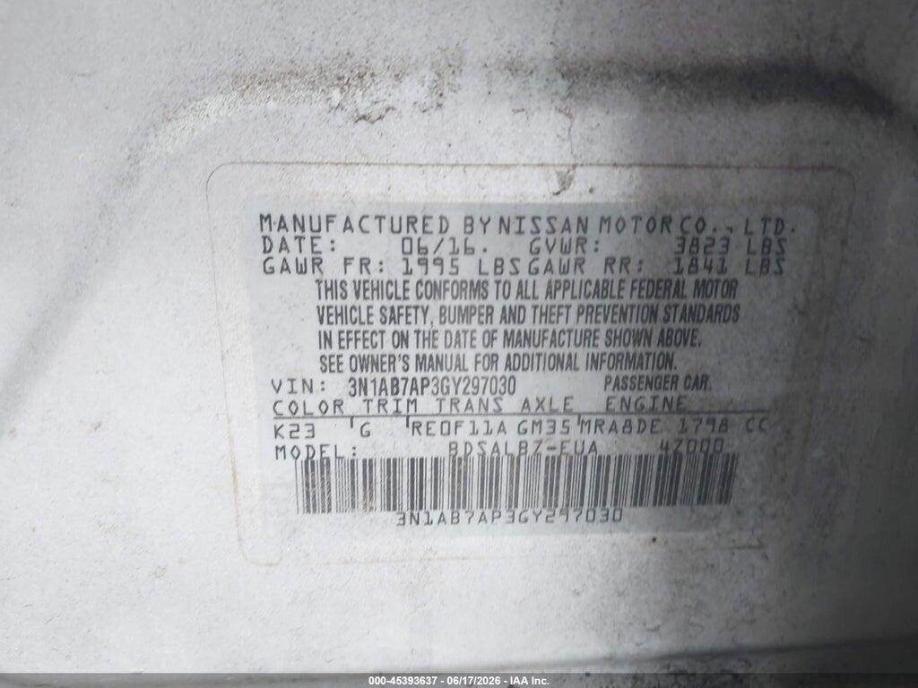 3N1AB7AP3GY297030 2016 NISSAN SENTRA photo no. 9