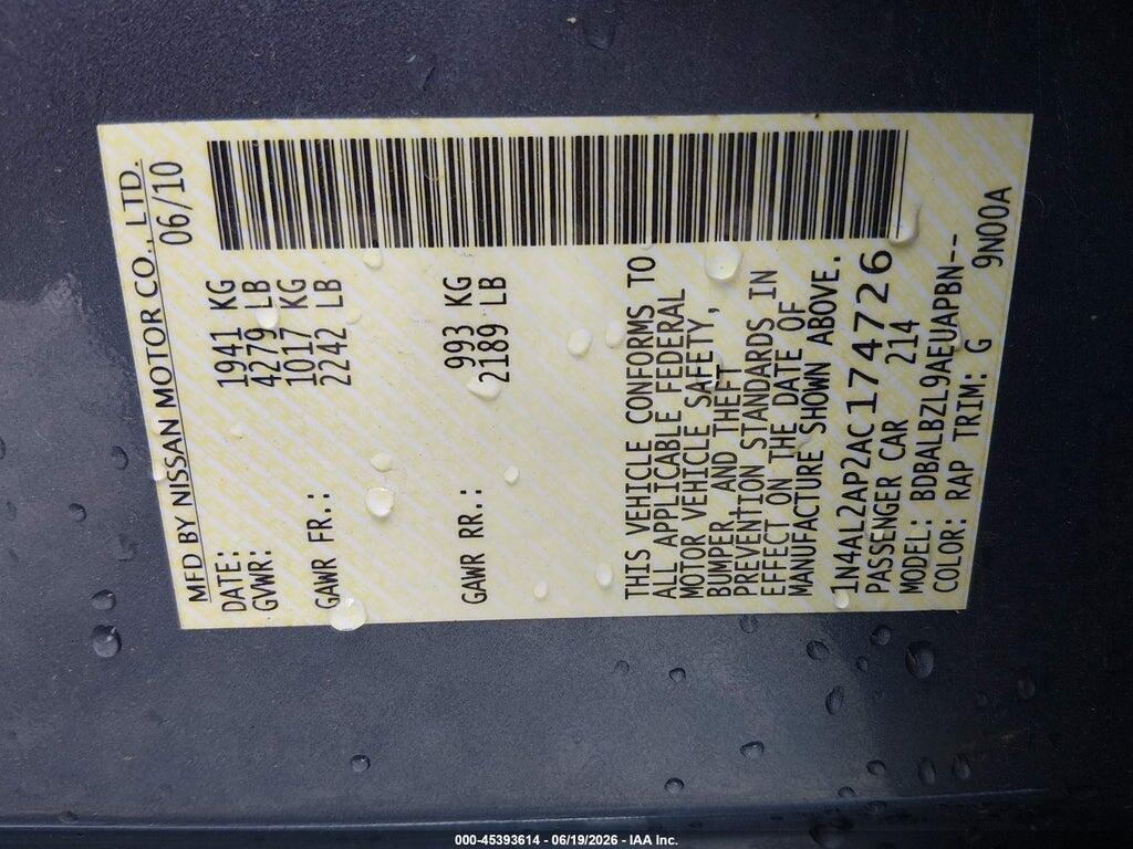 1N4AL2AP2AC174726 2010 NISSAN ALTIMA photo no. 9