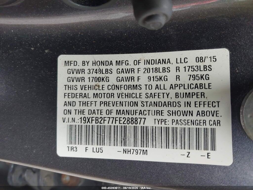 19XFB2F77FE288877 2015 HONDA CIVIC photo no. 9