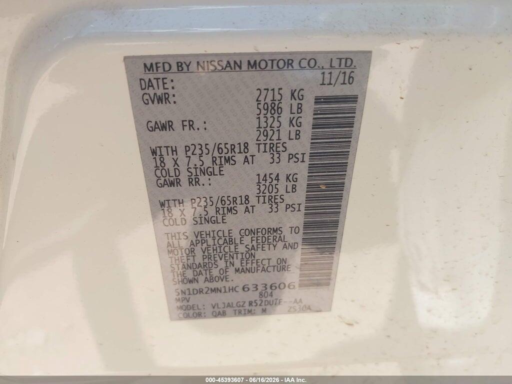 5N1DR2MN1HC633606 2017 NISSAN PATHFINDER photo no. 9
