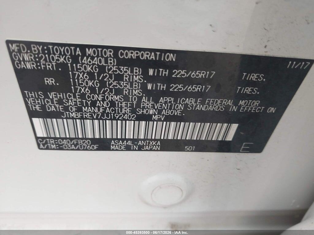 JTMBFREV7JJ192402 2018 TOYOTA RAV4 photo no. 9