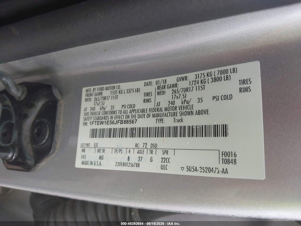 1FTEW1E56JFB88567 2018 FORD F-150 photo no. 9
